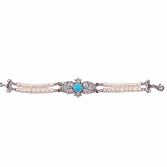 🌟NICKY BUTLER 925 Sterling Silver Turquoise Pearl Multi Gem Bracelet NEW NB - Picture 14 of 15